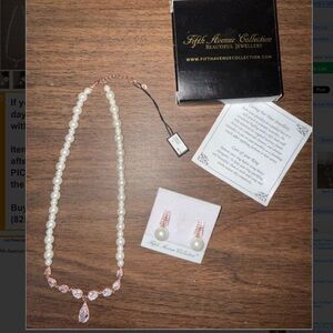 Fifth Avenue Collection Rose Gold Pearl Jewelry Set Brand New